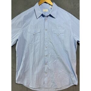 Stetson Button-Up Shirt Mens 2XL Blue Striped Western Snap Long Sleeve Casual